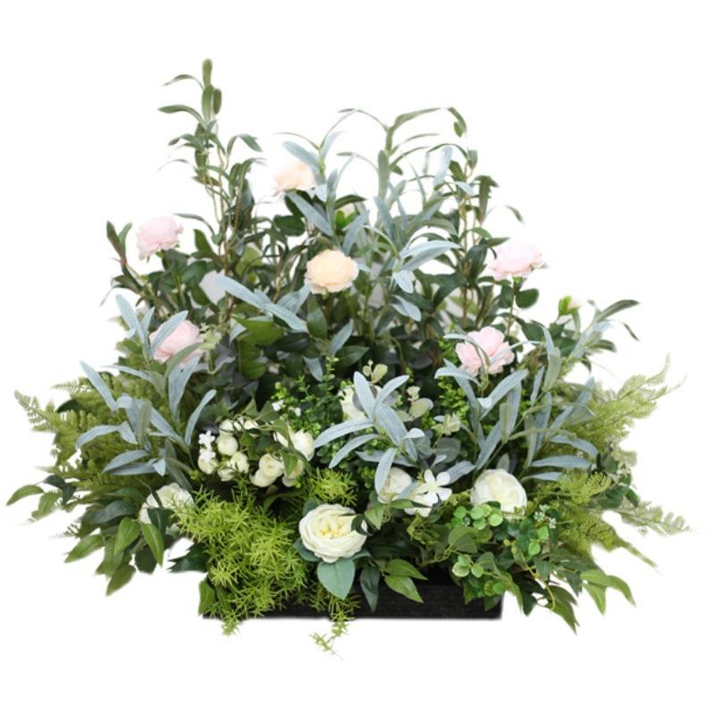 森系植物布置花束金钱草橄榄枝洋牡丹花堆绿植路引壁挂花