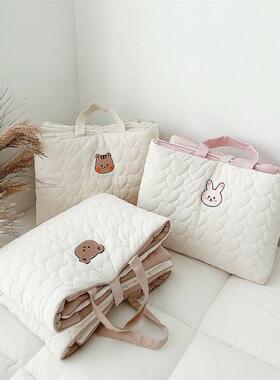 RRL绗缝刺外绣纯棉床气出午睡垫折叠便携垫可收纳透幼儿园午睡床