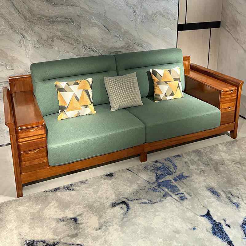 全实木组合沙发新现代中式金丝胡桃木客厅家用家具双人三人位沙发