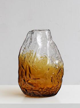 不规则浮雕渐变色艺术玻璃吊钟马醉木花瓶家居室内客厅样板间插花