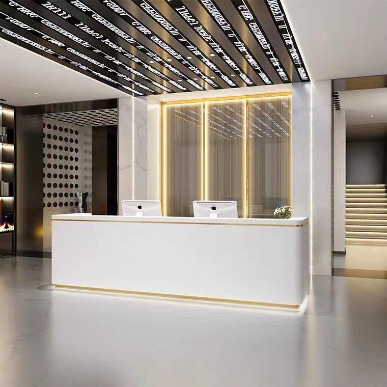 前台接待台公司烤漆办公前台桌接待简约奶茶店吧台收银台柜台定制