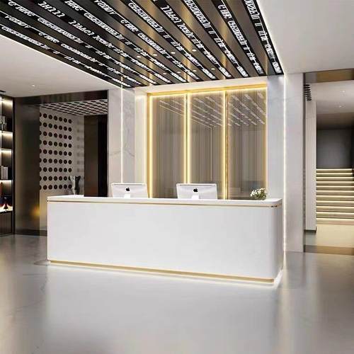 前台接待台公司烤漆办公前台桌接待简约奶茶店吧台收银台柜台定制