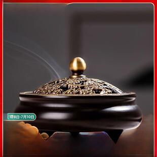 美真香祥云三足铜香炉盘香线香香插熏香香炉家用室内香器香拖香架