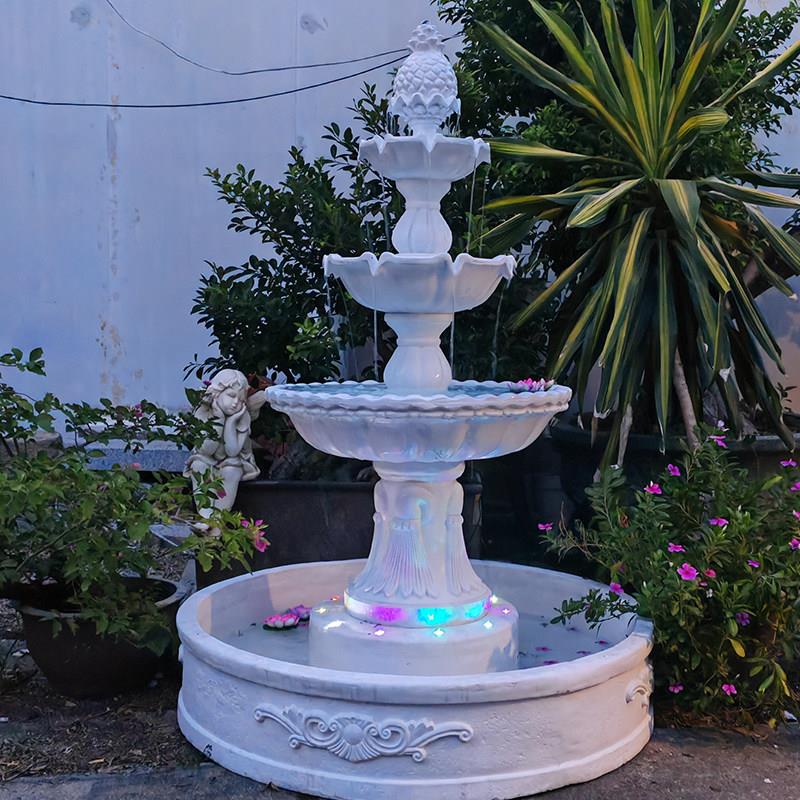 欧式花园喷泉落地循环流水户外水池七彩灯景酒店婚礼道具装饰摆件