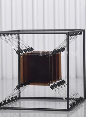 简约现代创意几何亚克力金属摆件样板间玄关客厅家居软装饰品铁艺