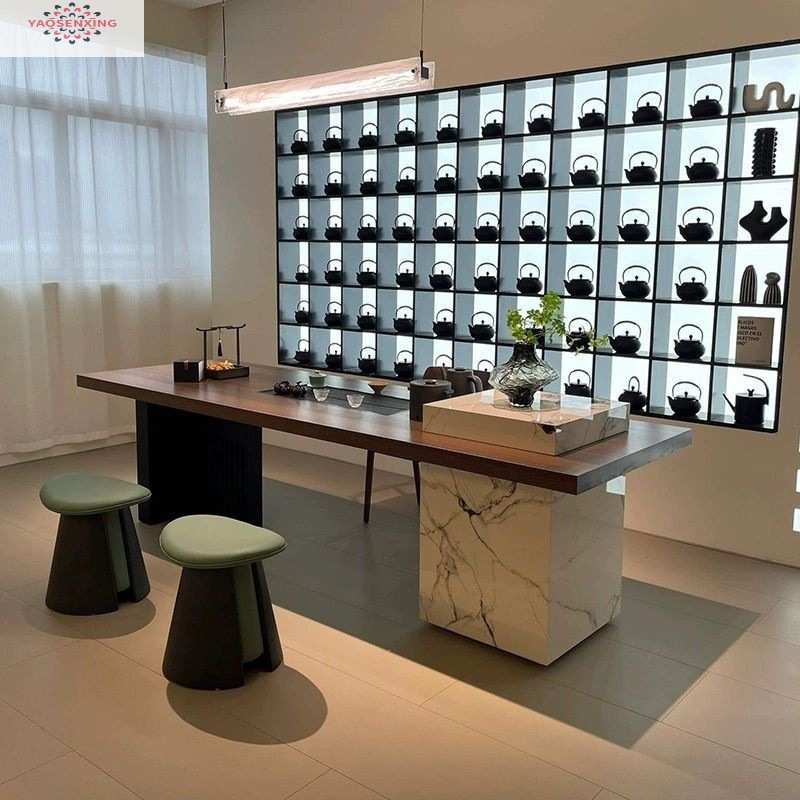 中古风样式实木茶桌桌椅组合现代简约办公室客厅家用茶台泡茶