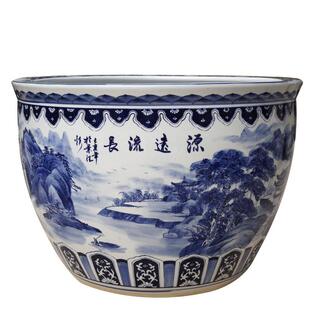 景德镇陶瓷门海大缸手绘青花瓷缸鱼缸睡莲荷花大缸种树缸乌龟水缸