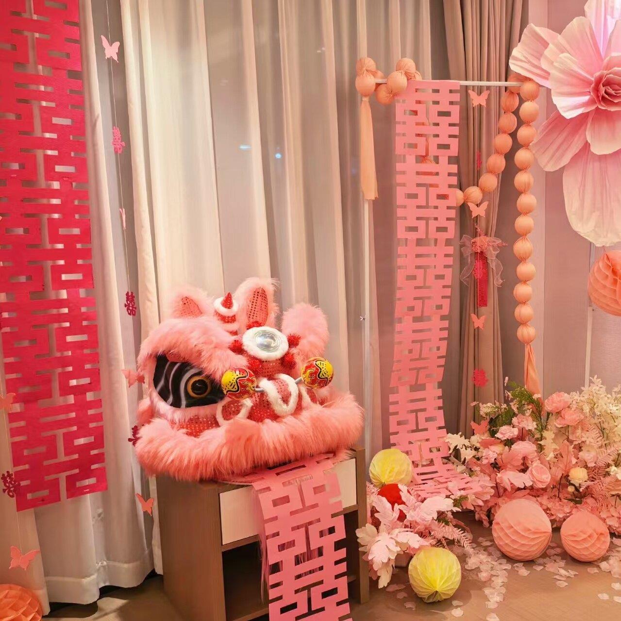 婚房布置醒狮头婚庆舞狮结婚拍照舞狮道具婚礼醒狮头婚庆摄影道具图片
