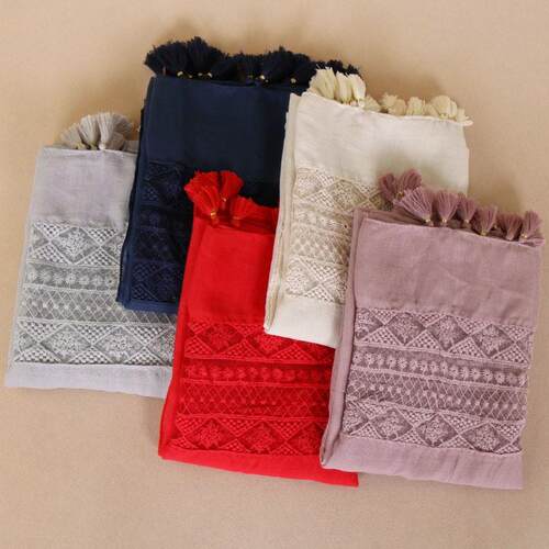 Thickened women lace scarf cotton linen shawl BS529 棉麻披肩