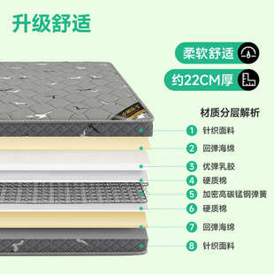席梦思床垫弹簧家用软垫巾帼海马厚20cm椰棕乳胶偏软租房偏硬硬垫