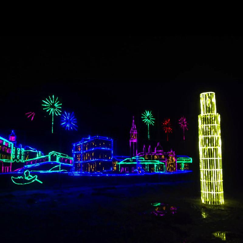 夜景亮化设计 - 树木LED城堡图案灯 灯光节 灯展造型灯
