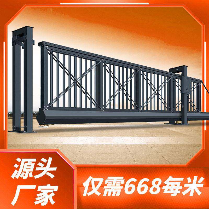 悬浮门电动大门铝合金无轨直线平移门小区公园工厂伸缩门平开门