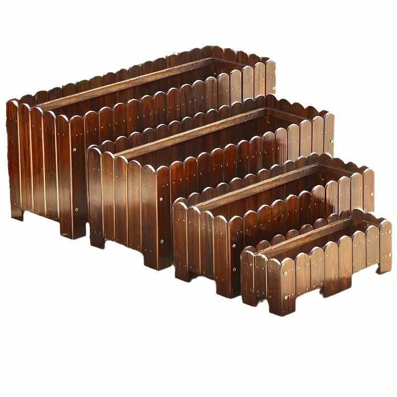 碳化木花箱花盆户外防腐木花槽庭院种植箱大号长方形阳台种菜盆