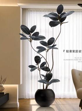 彷真绿色植物黑金刚橡皮树室内沙发旁假植物彷生盆栽大型客厅落地