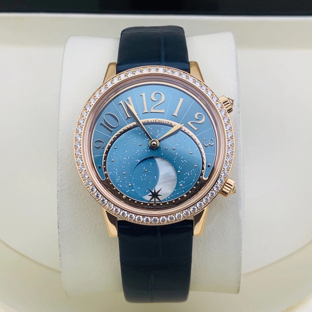 盒证98新36mm积家约会18K玫瑰金Q3522480月相自动机械女表正品