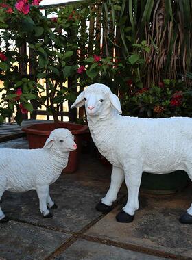 户外园林景观花园草坪装饰品仿真动物绵羊摆件小羊雕塑树脂工艺品