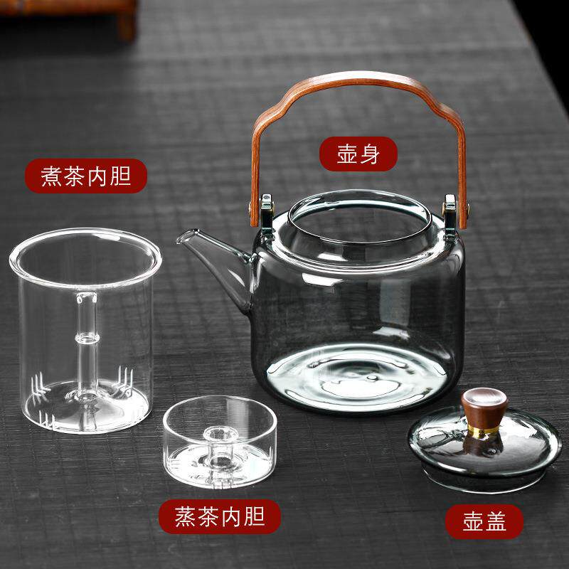 高硼硅玻璃提梁壶电陶炉加热茶壶家用大号蒸煮茶壶泡耐热国潮