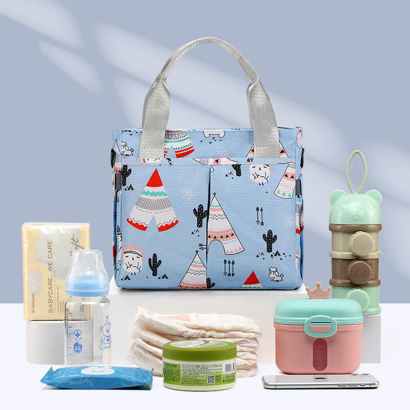 妈咪包时尚印花手提包女大容量单肩斜挎母婴包多隔层便携收纳包袋