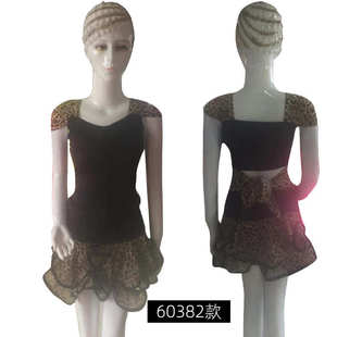 红舞鞋套裙60390舞蹈女成人拉丁舞裙表演豹纹练功儿童+60382