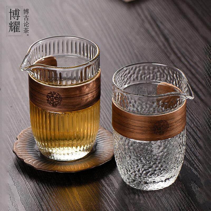 锤打玻璃大公平杯家用防烫加厚耐高温茶杯男杯茶漏套装