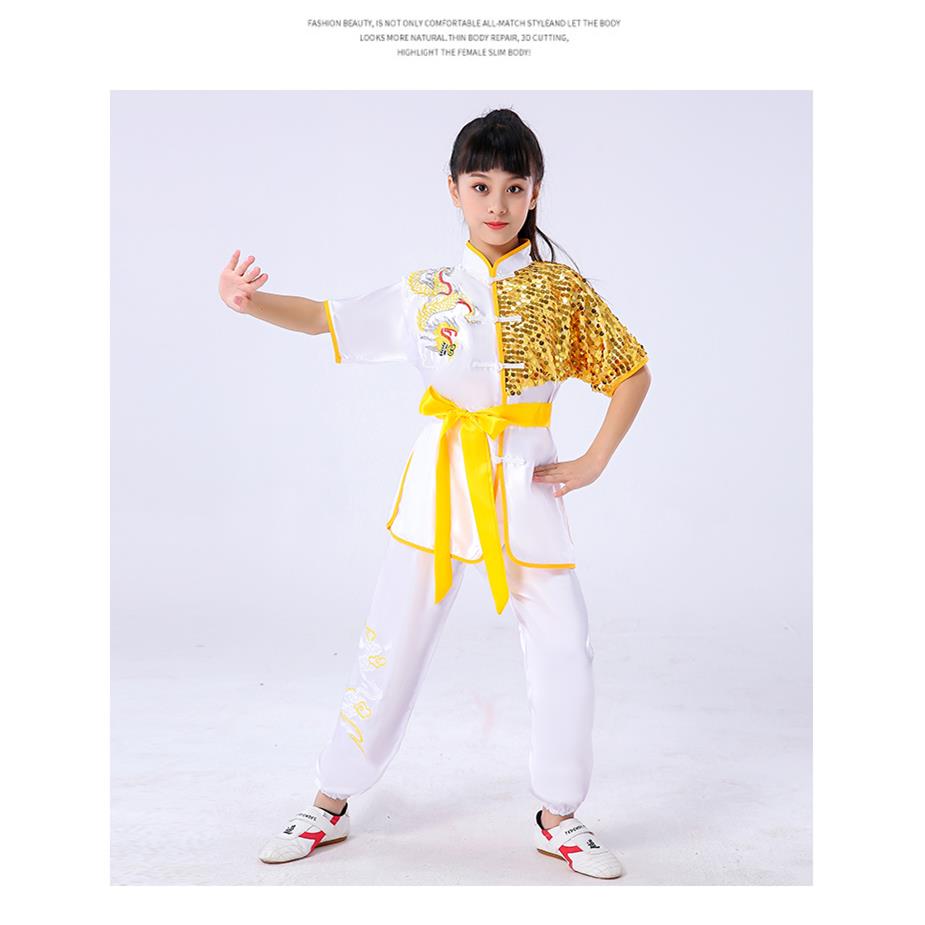 正品儿童武术表演服中国风男小术学女生太极功服青少年练亮片武演