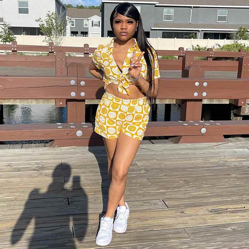 Women's Fashion Shirt Suit Casual Shorts Two-piece Suit