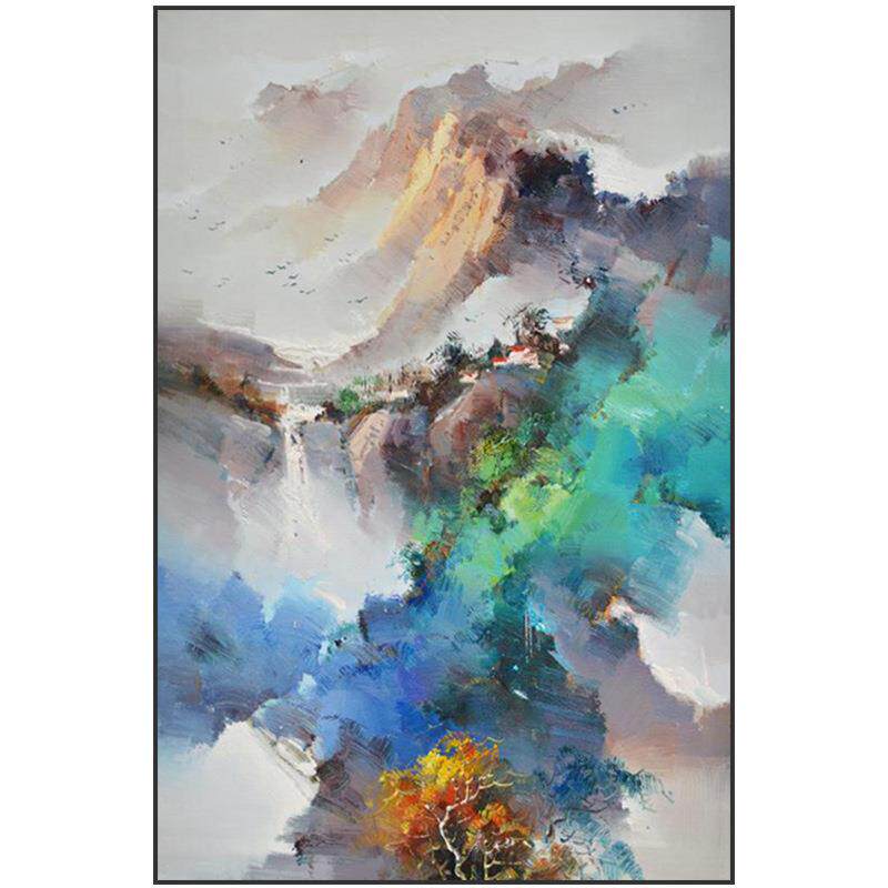 新中式客厅装饰画办公室水墨国画走廊大壁画现代抽象玄关山水挂画