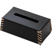 感黑色皮革编织纸巾盒客厅茶几轻奢抽纸盒餐桌装 饰品摆件