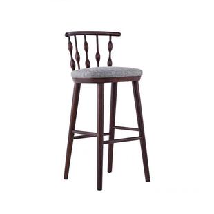 中古风实木家用吧台椅设计师简约复古高椅餐厅吧椅吧台凳高脚椅子