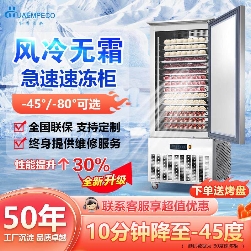 冷冻柜商用急冻低温冷冻机生胚包子水饺海参风冷冷冻冰柜零下45度