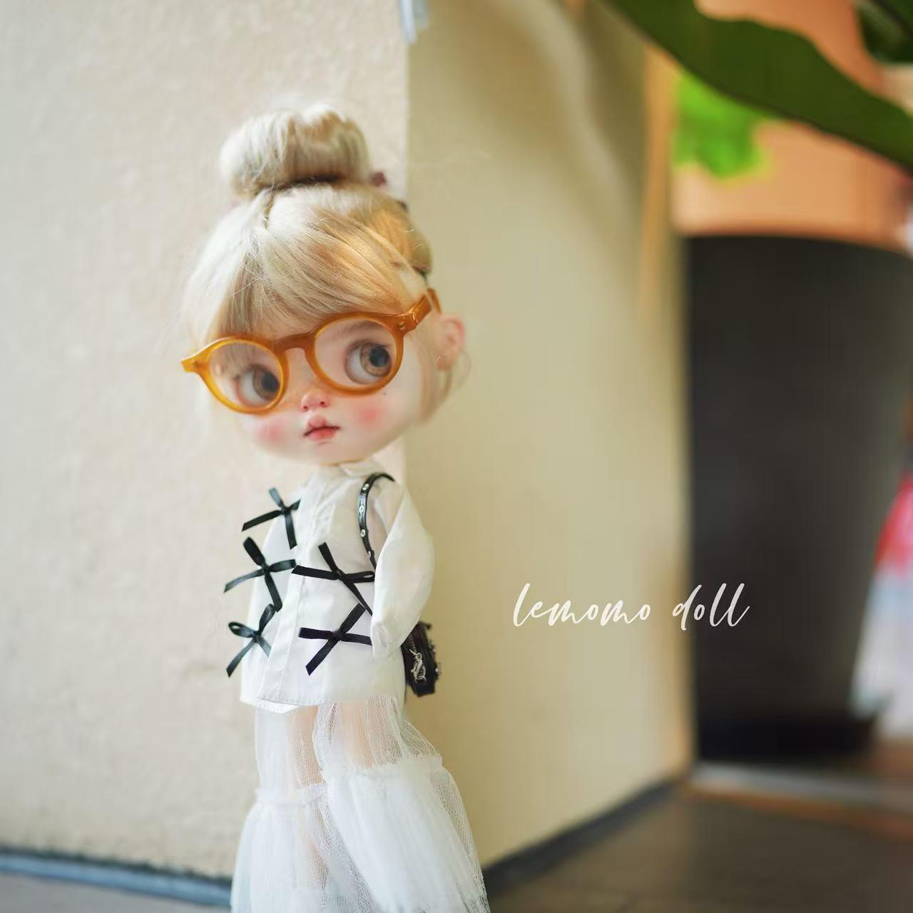 乐茉茉doll新款娃衣蝴蝶结衬衫黑白两色OB22/24/蓝豆豆AZONES现货