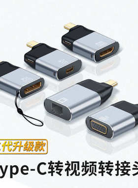 type-c母转HDTV电脑电视显示器4K@60HZ DP1.4 网口RJ45二代转接头