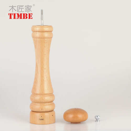 榉木胡椒研磨器 5-12寸原木色手动木质胡椒研磨器 全木胡椒磨批发