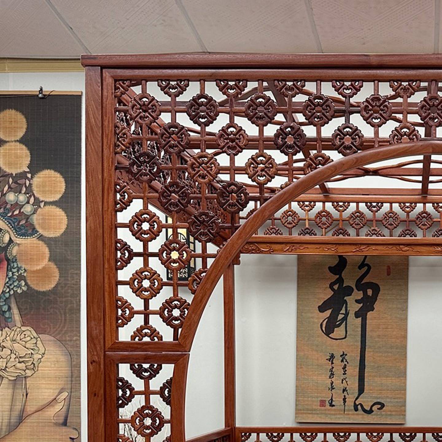 实木花梨宫廷古典踏步床红木双人架子床新中式明清千工拔步月洞床