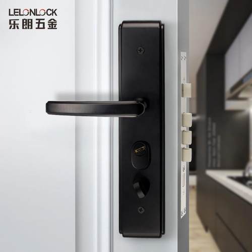 黑色防盗门锁超C级锁芯对开门入户门套锁家用防盗面板大门锁