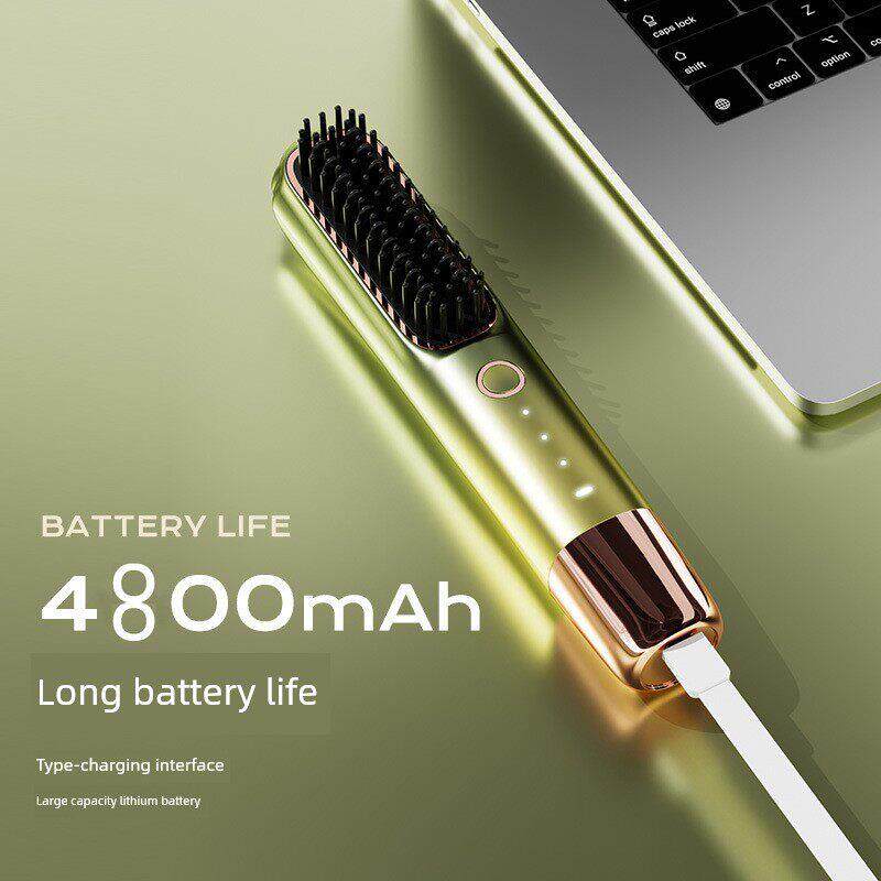 跨境出口直发梳无线充电便携式负离子直发器不伤发卷拉直两用直发