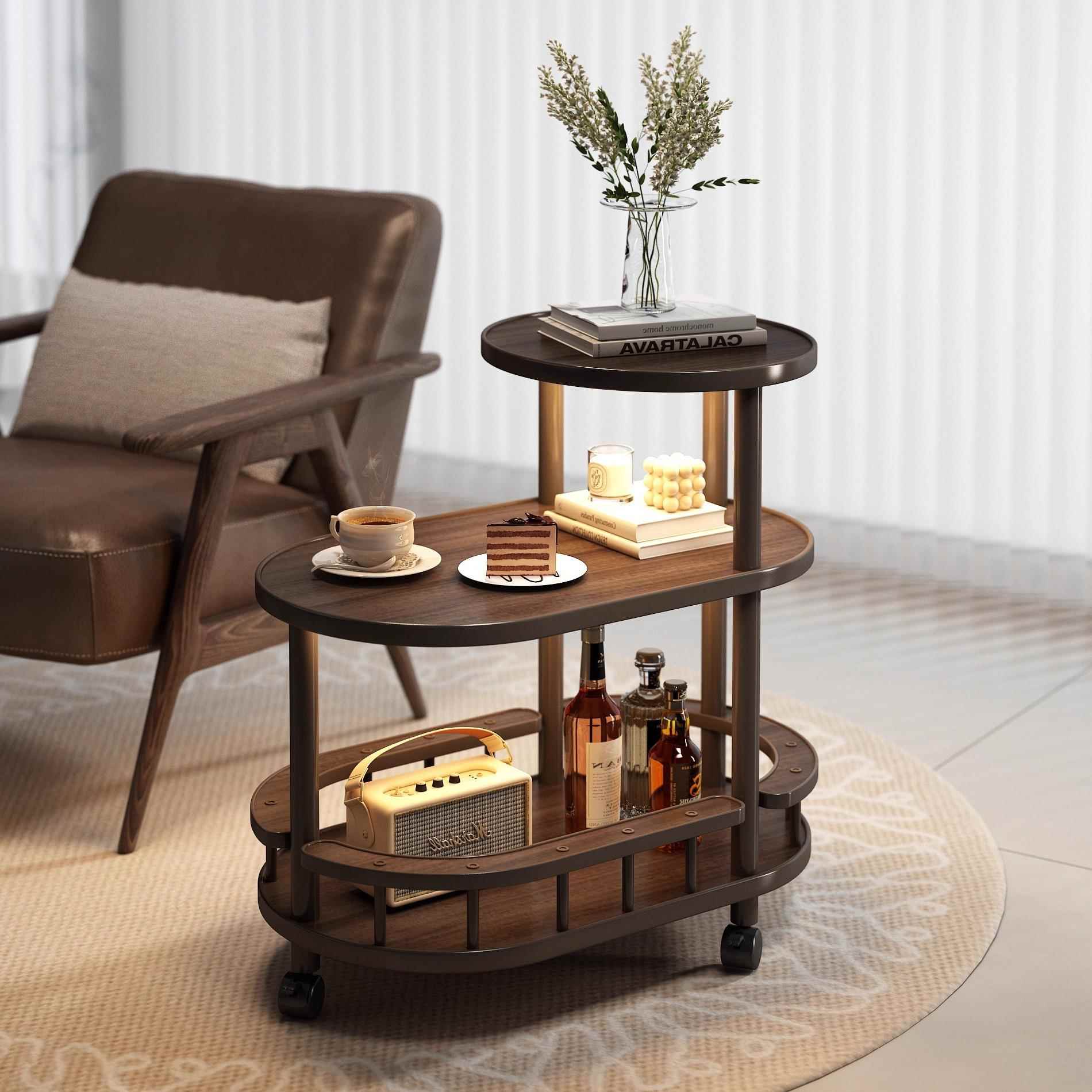 移动边几茶几沙发边带轮茶桌置物架客厅家用简易角几小推车小桌子