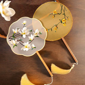 刺绣团扇古风扇子古风团扇子舞蹈扇古典舞扇子双面绣团扇舞蹈专用