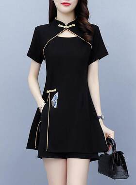 改良旗袍洋装女性感spa桑拿足疗上班衣服足浴按摩技师工作服夏