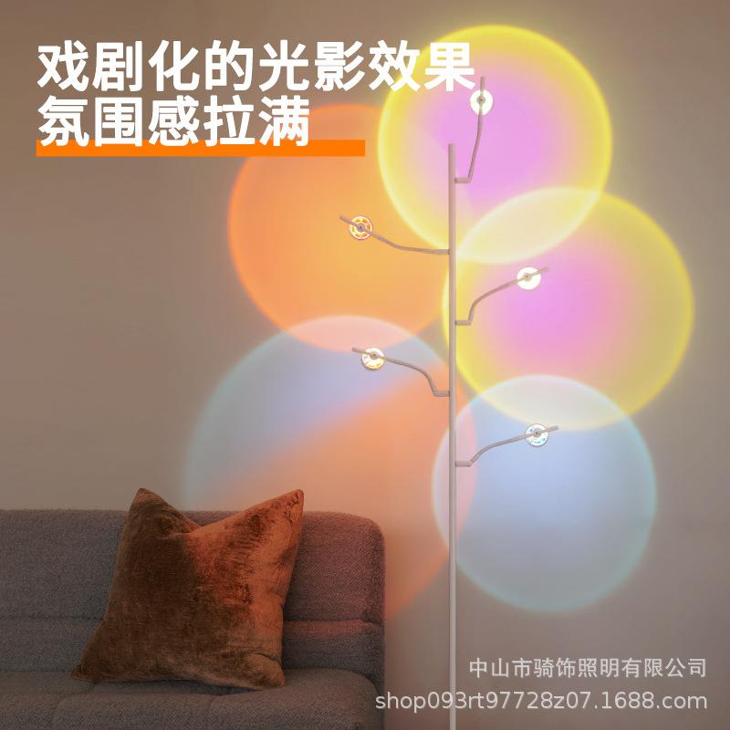 店202爆款五头多色旋转氛围4落地夜灯可直播铺客厅拍照神505器多