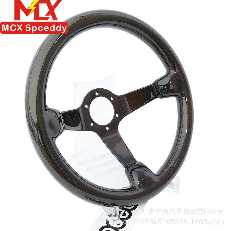 跨境热销赛车竞技大凹方向盘干碳碳纤维快拆方向盘通用14英寸