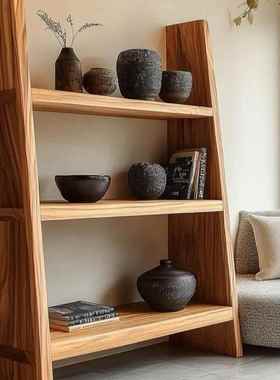 实天然原FCI木复古书木书架落地柜物陈列架客厅卧室置架阳台盆栽