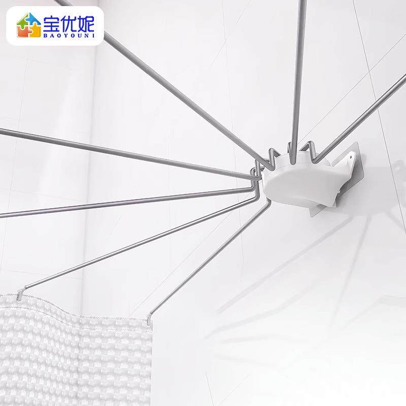 浴帘杆免打孔套装锈钢扇弧型不异转间角拐弯形半圆UDQ1609-2L浴可