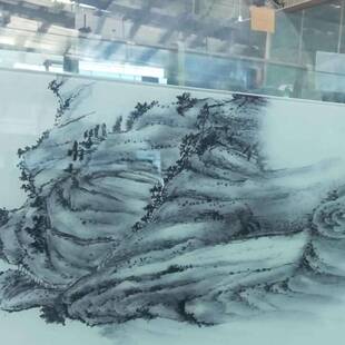 成都厂家条纹玻璃夹夹层水墨画屏风夹画玻璃尺寸定制加工定做