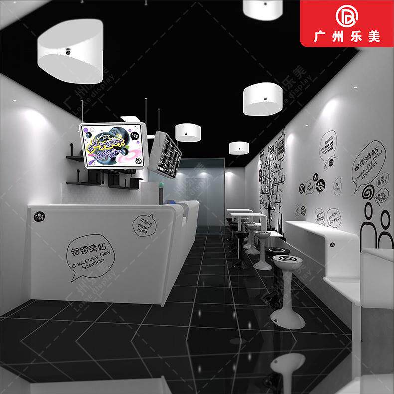厂家定制简易奶茶店吧台木质休闲区展示桌咖啡豆粉展柜个性设计