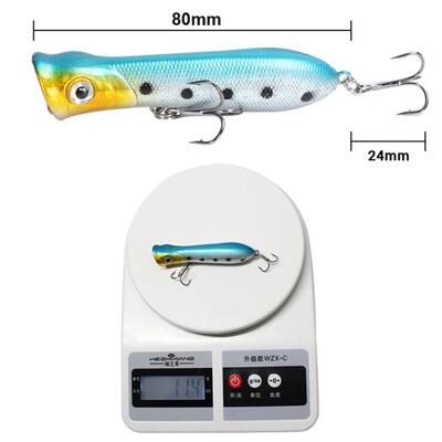 1Pcs Popper Fishing Lure Wobblers 3D Eyes 8cm 11.4g Topwater