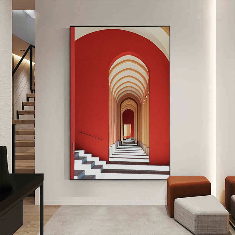 玄关装饰画现代简约餐厅罗马建筑拱门挂画轻奢酒店大气客厅壁画图片