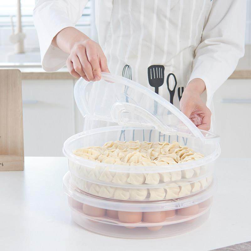 圆形手提无分格装水饺子保鲜冰箱收纳盒厨房速冻放馄饨盒海鲜盒,收纳整理,食物收纳盒,淘宝优惠券,粉丝福利购,淘宝优惠卷