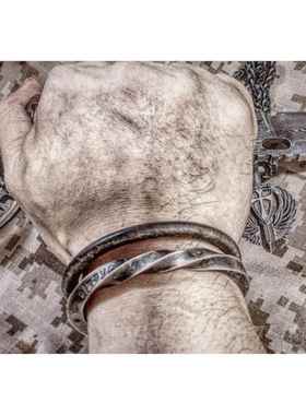 正品全手定制男人的首饰 简单 暴订制 维京战镯粗 纯工银银镯 手