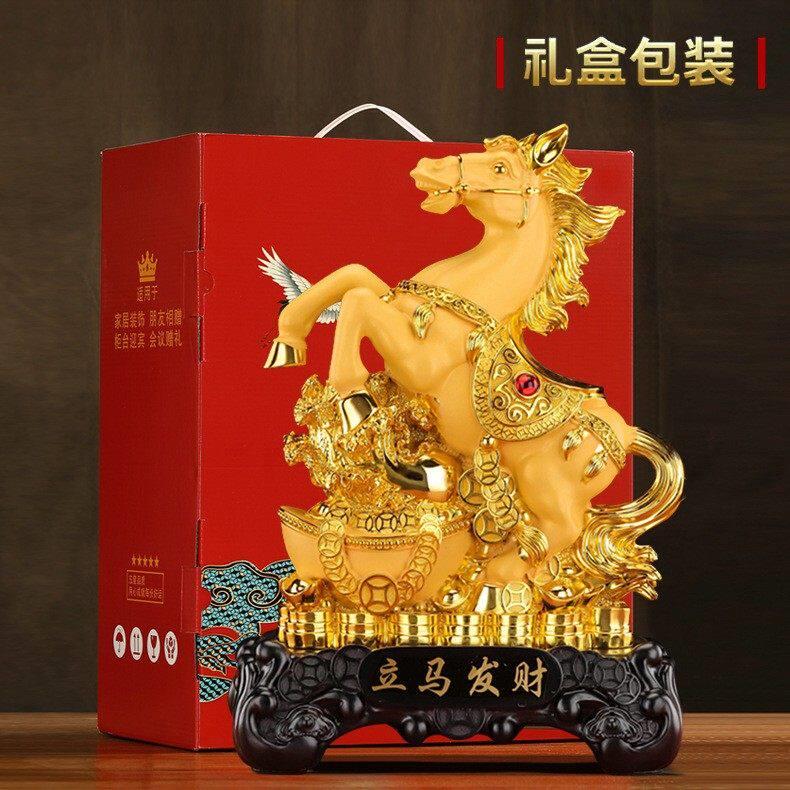 a32马年吉祥生肖马绒沙金工艺礼品摆饰汽车摆件 马到成功五福金马